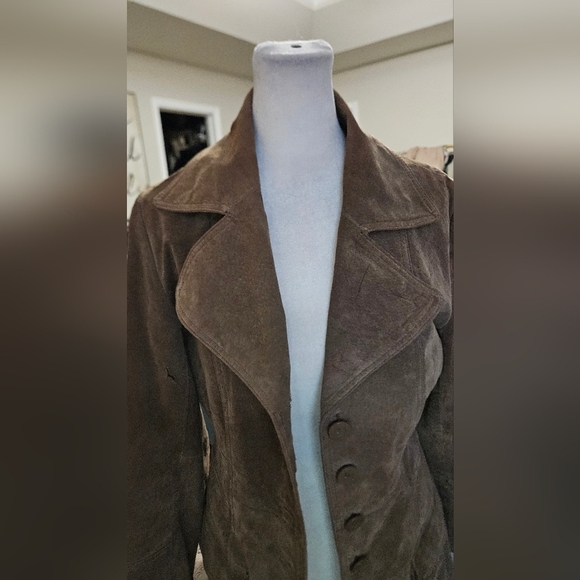 Vintage Y2K RUE 21 100% Genuine Leatger Suede Tailored Jacket. Brown.Size SM - Picture 7 of 16